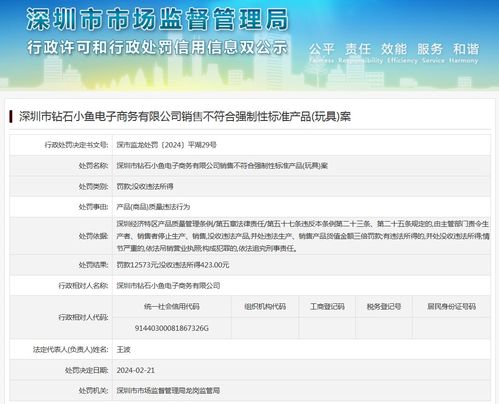 深圳市钻石小鱼电子商务有限公司销售不符合强制性标准产品 玩具 案